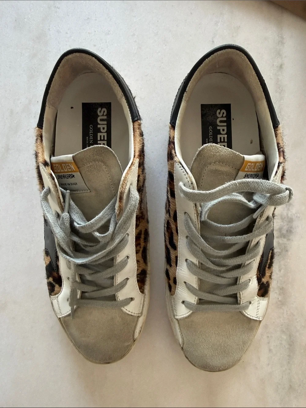 Golden Goose Calf Leather Leopard Super Star Sneaker - Picture 12 of 16